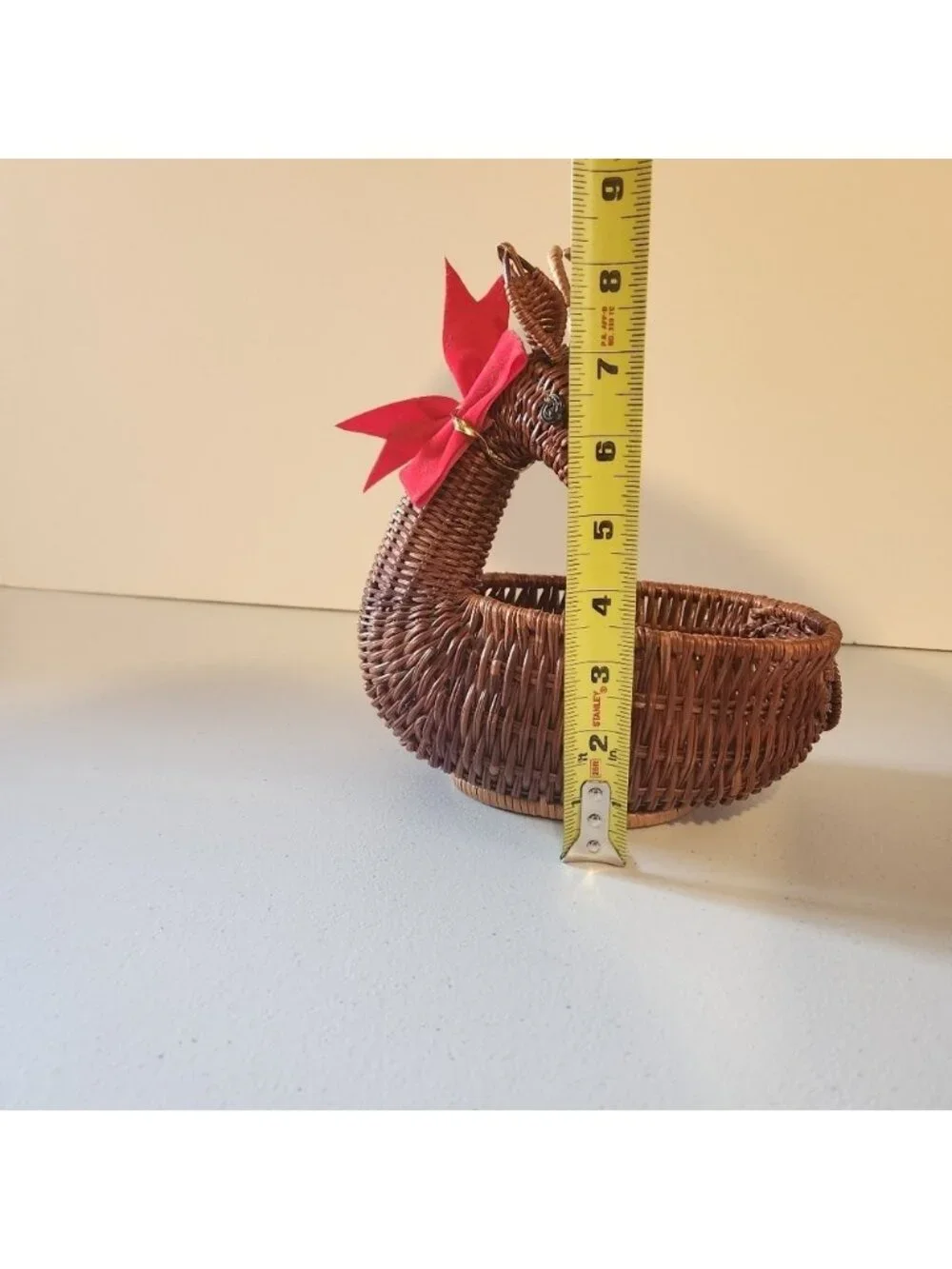 Vintage Rattan Wicker Reindeer Shape Deer Christmas Trinket Basket 90s 1990s